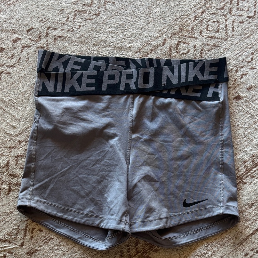 Nike Pro Women's Athletic Shorts in Gray and Black
